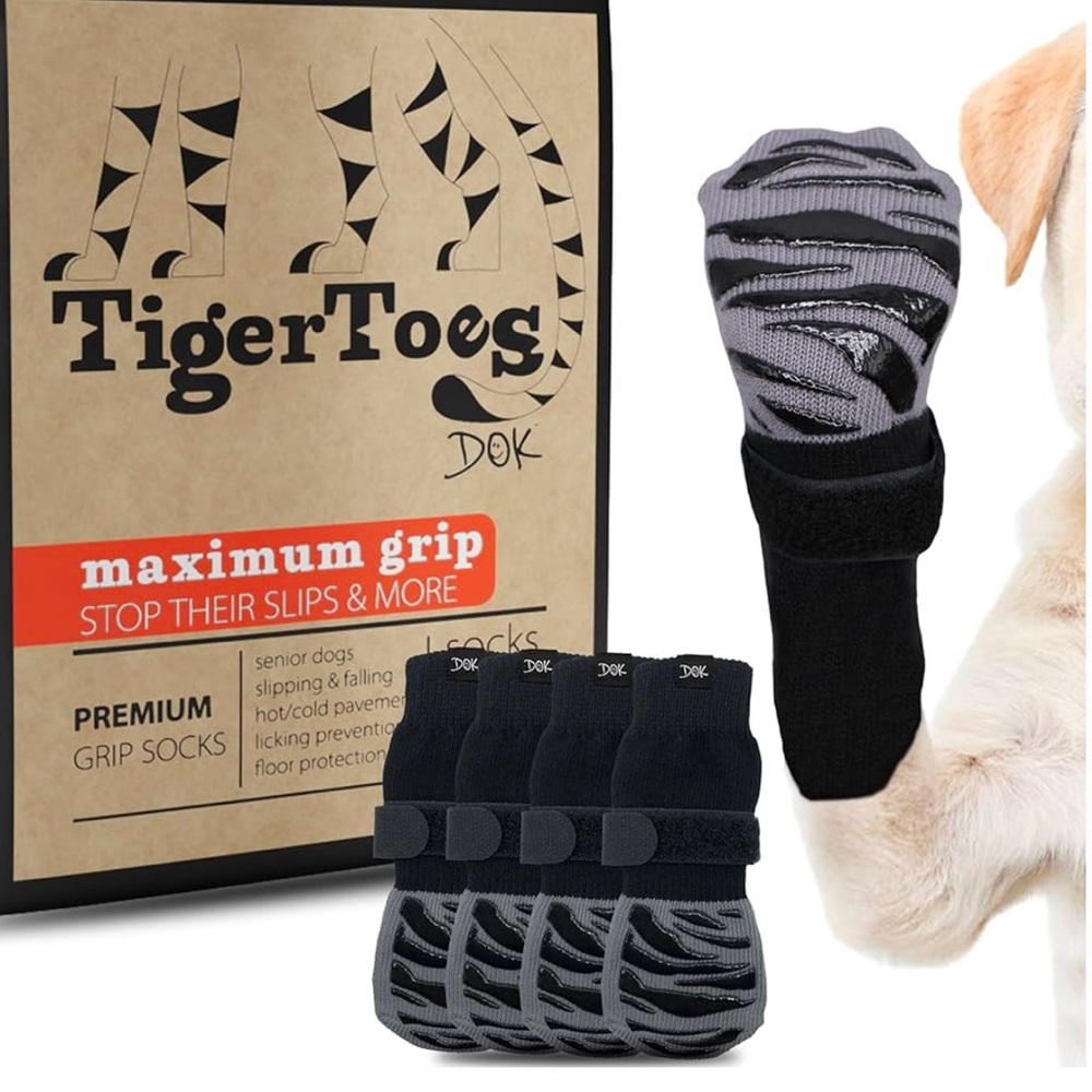 DOK TigerToes Premium Non-Slip Dog Socks New XL